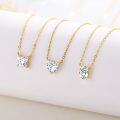 wholesale 14K Gold Oval Cut Moissanite Pendant Necklace 1ct VVS1 D Lab Diamond Chain for Women-0-3