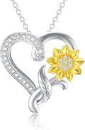 wholesale Gold-Plated 925 Sterling Silver Moissanite Sunflower Heart Pendant Necklace for Women-0-0