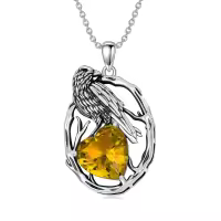 wholesale 925 Sterling Silver Birthstone Raven Necklace for Women-November