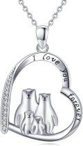 wholesale 925 Sterling Silver Polar Bear Family Necklace Gift for Mom Daughter Wife-0-0
