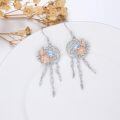 wholesale 925 Sterling Silver Dreamcatcher Rose Gold Flower Feather Drop Earrings-0-16