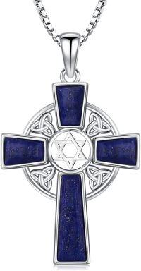 wholesale 925 Sterling Silver Lapis Lazuli Celtic Cross Trinity Knot Star of David Pendant Necklace-Star of David