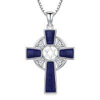 wholesale 925 Sterling Silver Lapis Lazuli Celtic Cross Trinity Knot Star of David Pendant Necklace-Star of David