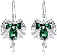 wholesale 925 Sterling Silver Birthstone Dragon Dangle Earrings for Women (Jan Dec)-May