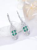 wholesale 925 Sterling Silver Emerald Clover Earrings-0-1
