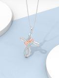 wholesale 925 Sterling Silver Opal Mom Cross Pendant Necklace White Platinum Rose Gold Plated-0-4