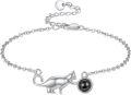 wholesale 925 Sterling Silver Black Engraved Heart Cat Charm Bracelet for Women - Cute Animal -0-1