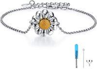 wholesale Sterling Silver & Stone Daisy Cremation Urn Bracelet for Ashes, Memorial Keepsake Jewelry for Loved Ones & Pets-daisy