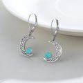 wholesale 925 Sterling Silver Turquoise Crescent Moon Celtic Star Drop Earrings for Women -0-1