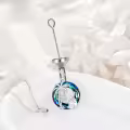 TOUPOP Sterling Silver & Stone Cat Moon Cremation Urn Necklace for Ashes-0-2