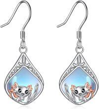 wholesale 925 Sterling Silver Teardrop Moonstone Crab Leverback Dangle Earrings-Axolotl