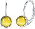 wholesale 925 Sterling Silver 7mm Egg Cut Birthstone Leverback Drop Earrings for Women Girls-0-0