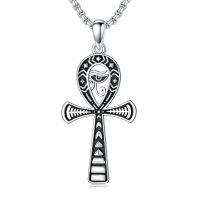 wholesale 925 Sterling Silver Ankh Pendant with Eye of Horus and Egyptian Coptic Cross Design Necklace for Men & Women Gifts-03- eye of horus