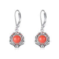 wholesale 925 Sterling Silver Earrings Wholesale With Blue Gemstone Drop-Coral Agate