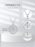wholesale 925 Sterling Silver Lotus Flower Pendant Necklaces with Rainbow Stones and Purple Crystal for Women's s-0-2