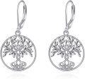wholesale 925 Sterling Silver Tree of Life Heart Drop Earrings-0-0