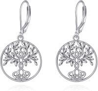 wholesale 925 Sterling Silver Tree of Life Heart Drop Earrings-Tree of Life 2