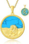 wholesale 18K Gold Plated Sterling Silver Synthetic Blue Turquoise Zodiac Necklace for Women-0-42