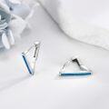 wholesale 925 Sterling Silver Blue Fire Opal Triangle Huggie Hoop Earrings for Women-0-3