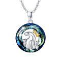 wholesale 925 Sterling Silver Polar Bear Family with Stars Blue Crystal Pendant Necklace for Women and Girls Gifts-0-0