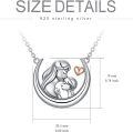 wholesale 925 Sterling Silver Moon & Heart Pendant Necklace - Gifts for Grandmas Mothers' Day Jewelry-0-2