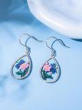 wholesale 925 Sterling Silver Dragonfly Lotus Flower Teardrop Drop Earrings for Women-0-3