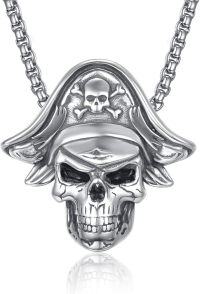 wholesale 925 Sterling Silver Pirate Skull Hat Pendant Necklace for Men Gothic s-Pirate