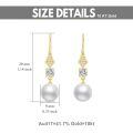 wholesale 10K Gold Diamond & White Pearl Drop Earring for Women's Fashion Jewellery Gifts-0-2