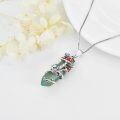 wholesale 925 Sterling Silver Green Agate Red Enamel Mushroom & Snail Pendant Necklace Gift for Her-0-2