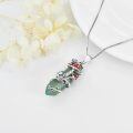 wholesale 925 Sterling Silver Green Agate Red Enamel Mushroom & Snail Pendant Necklace Gift for Her-0-2