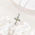 wholesale 925 Sterling Silver Cross Pendant Necklace With Abalone Shell Two Tone Plating-0-4