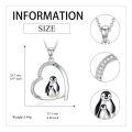 wholesale 925 Sterling Silver Penguin Family Heart Pendant Necklace s for Women-0-3