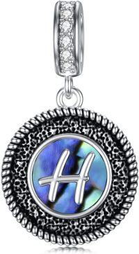 wholesale 925 Sterling Silver Abalone Shell Alphabet Charms A Z for Jewelry-H