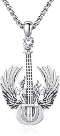 wholesale 925 Sterling Silver Guitar with Wings Cremation Urn Necklace for Ashes Music Keepsake Jewelry for Women Men Music Lover Gift-22-Guitar Wing