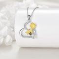 wholesale 925 Sterling Silver Honeybee and Sunflower Heart Pendant Necklace for Women-0-2