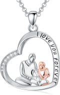 wholesale 925 Sterling Silver Heart Pendant Necklace for Dad & Daughter, Adjustable Chain, Gift for Anniversaries, Mother's Day-0-0