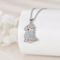 wholesale 925 Sterling Silver Rainbow Colorful Zircon Cute Dinosaur Pendant Necklace-0-4