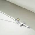 wholesale 925 Sterling Silver Cross Pendant With Blue Opal And Philippians Inscription-0-86