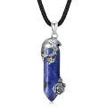 wholesale 925 Sterling Silver Skull With Blue Lapis Lazuli Crystal Pendant Necklace-0-0