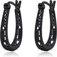 wholesale Black 925 Sterling Silver Celtic Knot Filigree Antique Hoop Earrings for Women's Gifts-C