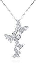 wholesale 925 Sterling Silver CZ Butterfly Pendant Necklace w/ Austrian Crystal Accents & Extender Chain (18+2)-0-0