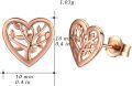 wholesale Rose Gold 925 Sterling Silver Tree of Life Heart Stud Earrings for Women - Hypoallergenic s-0-5