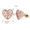 wholesale Rose Gold 925 Sterling Silver Tree of Life Heart Stud Earrings for Women - Hypoallergenic s-0-5