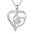 wholesale 925 Sterling Silver 925 with Moissanite Double Heart Pendant Necklace for Women-0-0