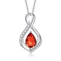 wholesale 925 Sterling Silver Orange Topaz Drop Pendant With Zirconia-01 Jan