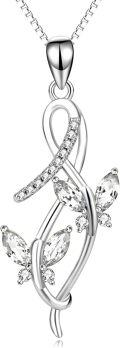 wholesale Sterling Silver Austrian Crystal Infinity Butterfly Pendant Necklace-0-3