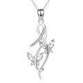 wholesale 925 Sterling Silver Pink Austrian Crystal Infinity Butterfly Pendant Necklace-0-3