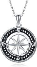 wholesale 925 Sterling Silver Compass Necklace with Stars and Directional Elements - Graduation Gift for Her-0-0