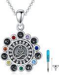 wholesale 925 Sterling Silver Multi-Color Crystal Chakra Urn Pendant Necklace for Ashes Keepsake Jewelry-0-0