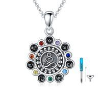 wholesale 925 Sterling Silver Multi-Color Crystal Chakra Urn Pendant Necklace for Ashes Keepsake Jewelry-Chakra Urn-Chakra Urn